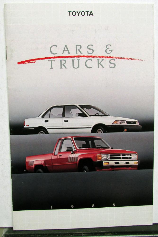 1988 Toyota Cars and Trucks Sales Brochure Corolla Tercel Camry MR2 Celica Supra