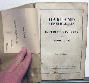 1920 1921 1922 Oakland Instruction Book and Price List of Parts for Model 34-C