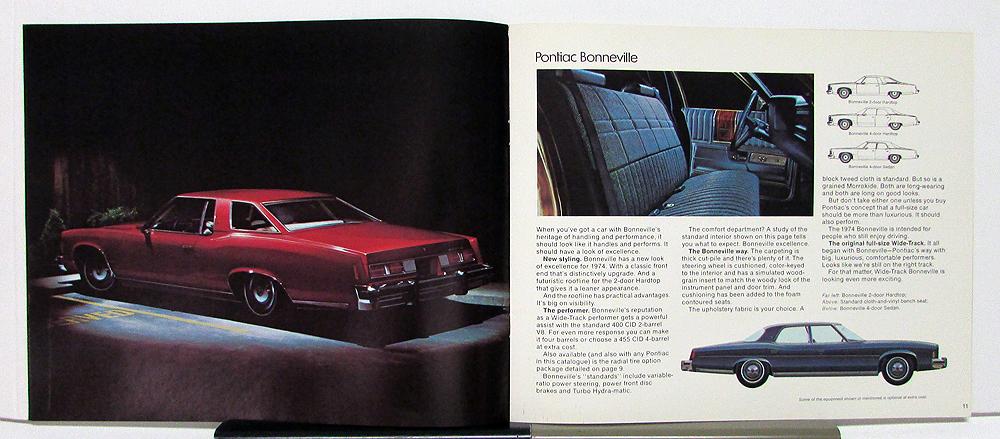 1974 Pontiac Bonneville Original Car Sales Brochure Folder 