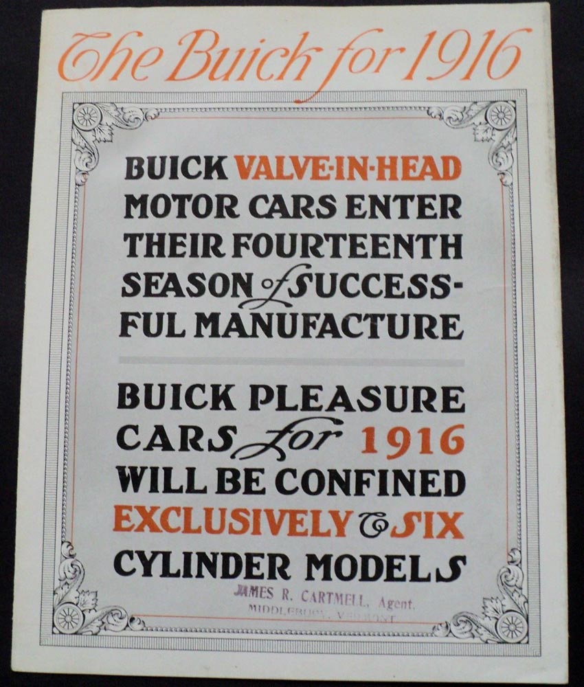 1916 Buick Valve in Head Brochure Pre 1916 Brass Era Original