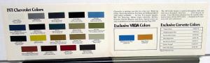 1971 Chevrolet Car Paint Chip Colors Sales Folder Original Vega Vette More Orig