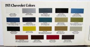 1971 Chevrolet Car Paint Chip Colors Sales Folder Original Vega Vette More Orig