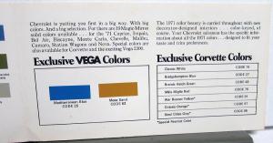 1971 Chevrolet Car Paint Chip Colors Sales Folder Original Vega Vette More Orig