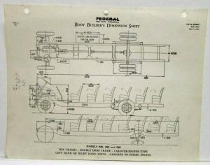 1938-1939 Federal Bus Chassis Specs B80 B85 & Dimensions and Price Sheet