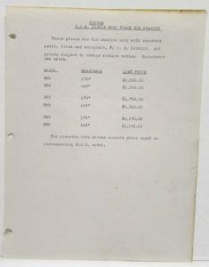 1938-1939 Federal Bus Chassis Specs B80 B85 & Dimensions and Price Sheet