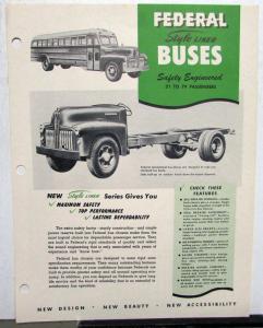 1952 Federal Style Liner Buses Spec Sheet