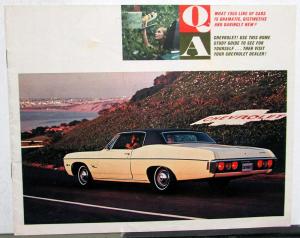 1968 Chevrolet Full Line Q&A Luxury Sport Sedans Wagons Sales Brochure Original