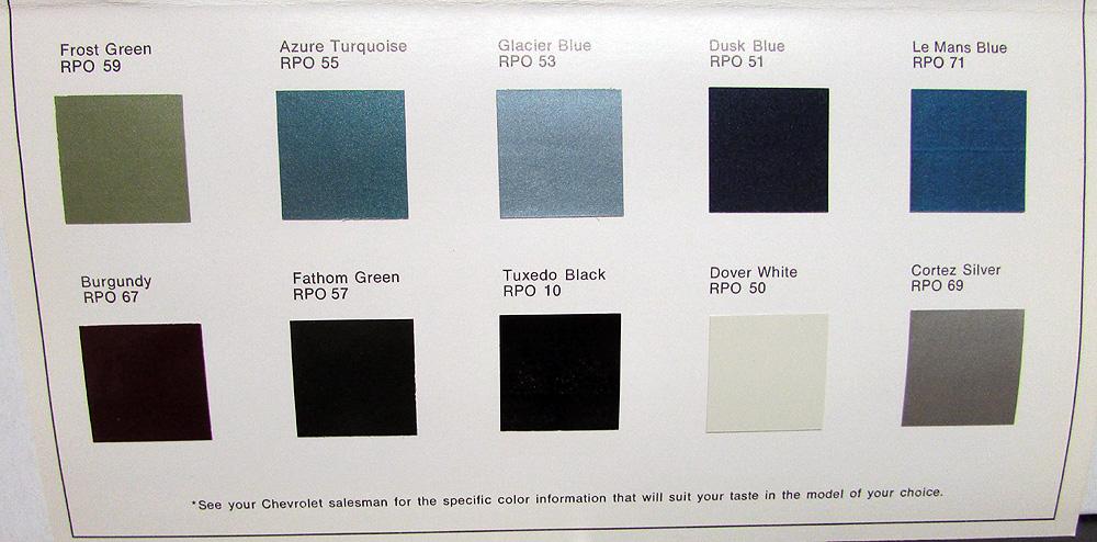 1969 Chevrolet Color Paint Chip Sales Folder Camaro Chevelle Corvette