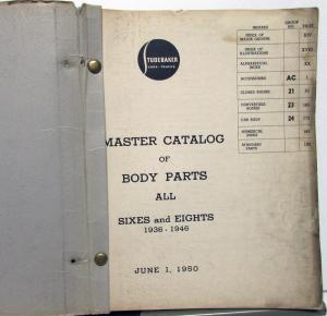 1936-46 Studebaker Dealer Body Parts Catalog Book Sixes Eights Numbers Original