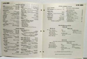 1964 Ford Truck B-700 School Bus Chassis Spec Sheet Rev 2-64