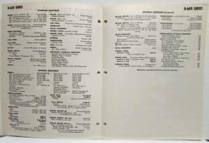 1964 Ford Truck B-600 School Bus Chassis Spec Sheet Rev 2-64