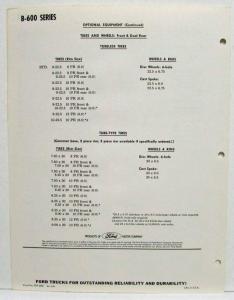1964 Ford Truck B-600 School Bus Chassis Spec Sheet Rev 2-64