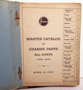 1929-40 Studebaker Dealer Master Chassis Parts Catalog Book All Eights Original