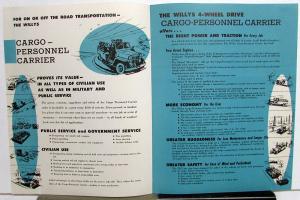 1954 Willys Jeep 4WD Cargo Personnel Carrier Truck Sales Brochure Overland