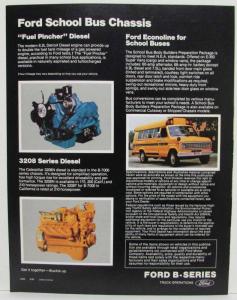 1984 Ford Truck B-Series School Bus Chassis Sales Brochure