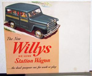 1954 Willys DeLuxe Station Wagon 4 or 6 Hurricane Engine Brochure Jeep Overland