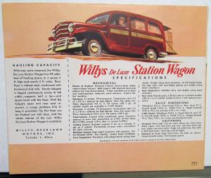 1954 Willys DeLuxe Station Wagon 4 or 6 Hurricane Engine Brochure Jeep Overland