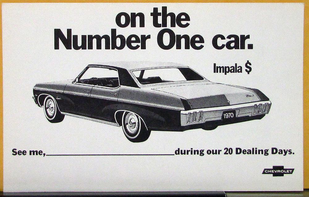 1970 Chevrolet Impala Mailer Postcard Original