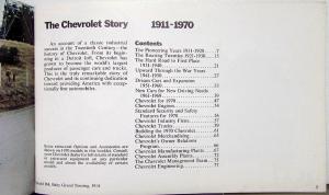 1911 To 1970 The Chevrolet Story Brochure Historical Review Book Original