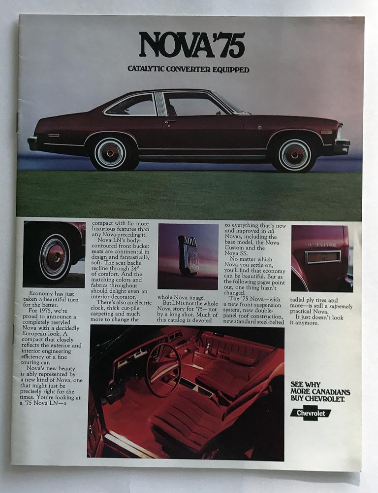 1975 Chevrolet Nova Hatchback Coupe Sedan Canadian Catalytic Converter Brochure