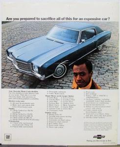 1970 Chevrolet Monte Carlo Color Sales Brochure Original Revision 1