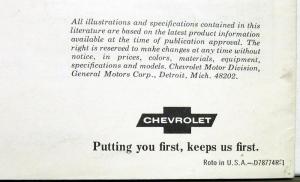 1970 Chevrolet Monte Carlo Color Sales Brochure Original Revision 1