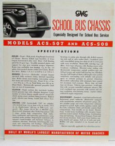 1941 GMC Trucks Safety School Bus Chassis Sales Brochure w 5 Models Spec Sheets