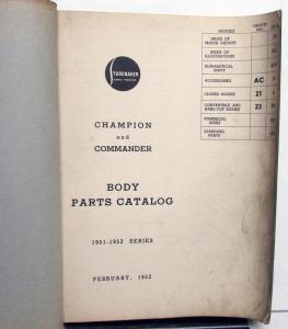 1951-52 Studebaker Dealer Body Parts Catalog Book Champion 6 Commander 8 Orig