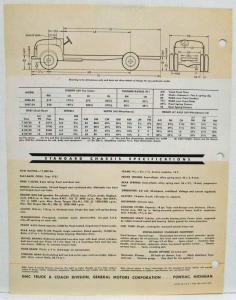 1953 GMC School Bus Chassis Series S400-24 Trucks Spec Sheet Orig Form ADV 132