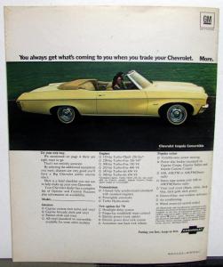 1970 BIG Chevrolets Caprice Impala Bel Air Color Sales Brochure Rev 1 Original