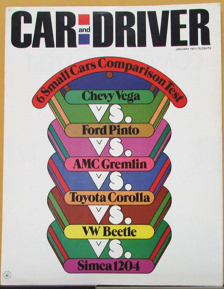 1971 Chevy Vega Car & Driver Comparison Test Pinto Gremlin VW Simca Sales Folder