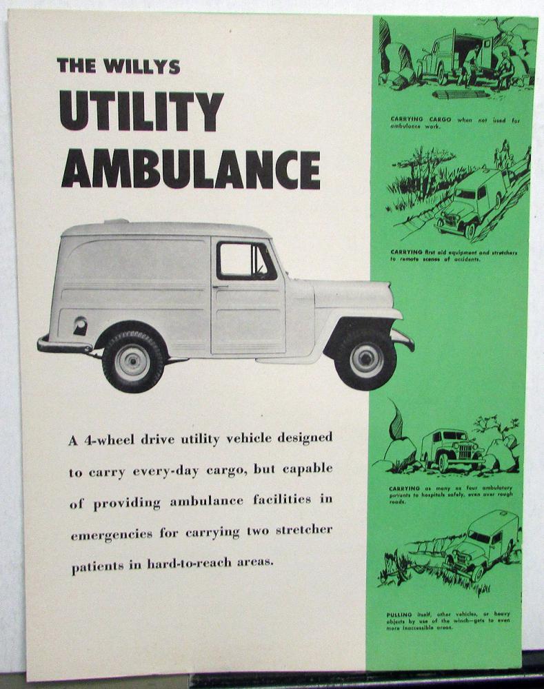 1955 Willys 4 Wheel Drive Utility Ambulance Overland Sales Brochure ORIGINAL