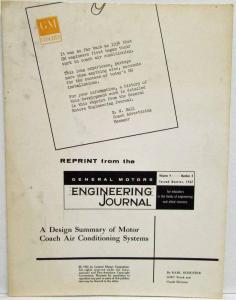 1962 GMC Air Conditioning Systems Coach Bus Reprint Article Engineering Journal