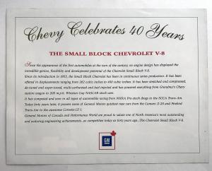 1995 Chevrolet Small Block V8 Canadian Sales Brochure