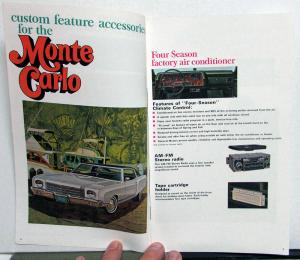1970 Chevy Chevelle Monte Carlo Nova Custom Feature Accessories Sales Brochure