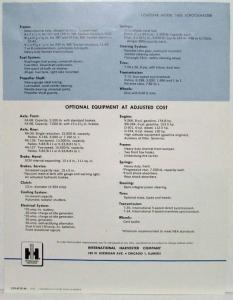 1962 International Harvester Truck Loadstar Model 1603 Blue Specification Sheet