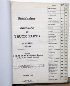 1962-63 Studebaker Truck Dealer Parts Catalog Book Series 7E 8E Original