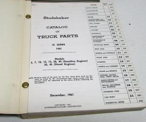 1962 Studebaker Truck Dealer Parts Catalog Book Series 7E Champ Transtar Diesel