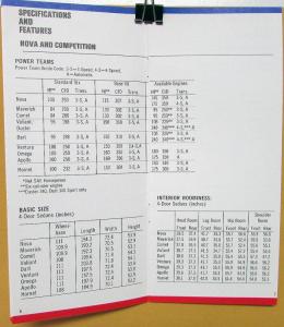 1973 Chevrolet Nova Vega Value Guide Dealer Salesmen Only Item Original
