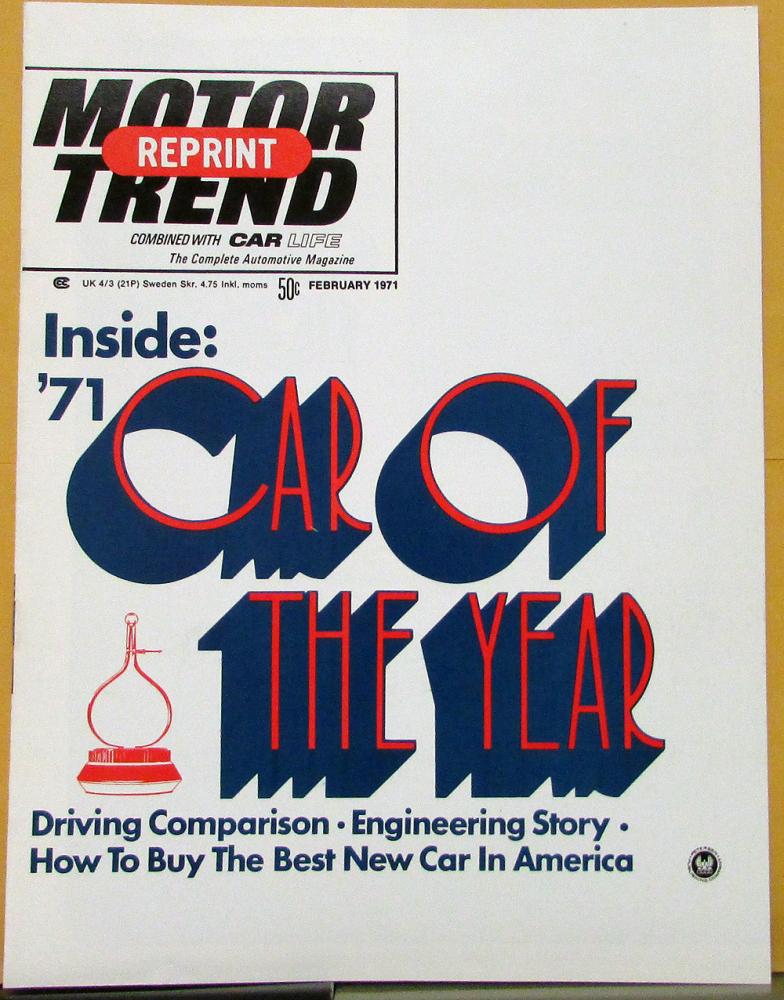 1971 Chevrolet Vega 2300 Motor Trend Car of the Year Reprint Article Original