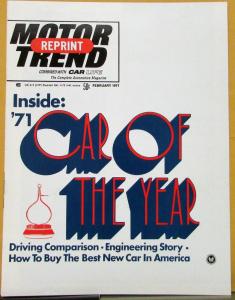 1971 Chevrolet Vega 2300 Motor Trend Car of the Year Reprint Article Original