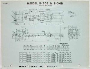 1960 Mack Truck School Bus Chassis Models B30B & B34B Spec Sheet
