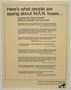 1980-1985 MAN Bus Sales Sheets and Technical Description Bundle
