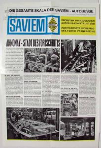 1965 Saviem Bus by Renault Sales Sheet from Frankfurt Auto Show - German Text