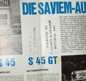 1965 Saviem Bus by Renault Sales Sheet from Frankfurt Auto Show - German Text