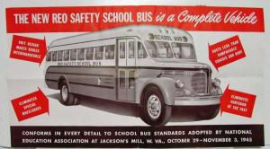 1946 REO Safety School Bus Key to Uniform Standards Sales Brochure Mailer