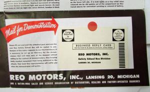 1946 REO Safety School Bus Key to Uniform Standards Sales Brochure Mailer