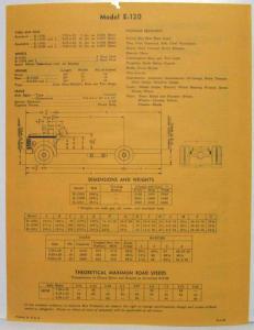 1951 REO E-120 121 and 122 Safety School Bus Chassis Spec Sheets