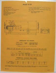 1951 REO E-120 121 and 122 Safety School Bus Chassis Spec Sheets
