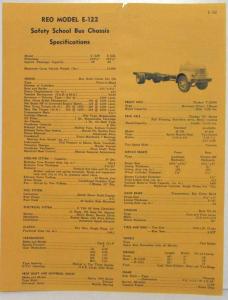 1951 REO E-120 121 and 122 Safety School Bus Chassis Spec Sheets